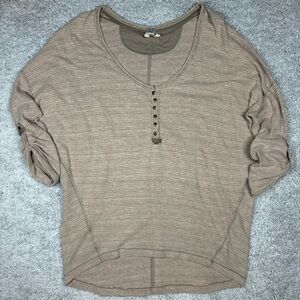Free People Top Womens Medium Henley Oversized Loungewear Streetwear BOHO Chic